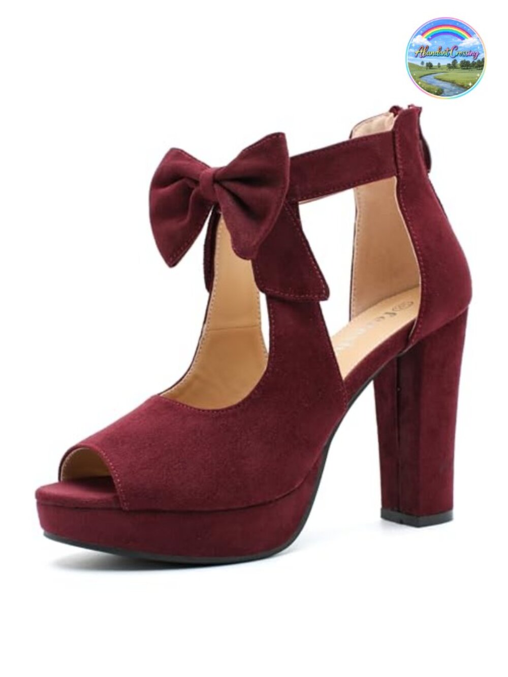 Women's Bow Chunky Heel Sandals Platform Peep Toe 3.94 Inch Block Heel